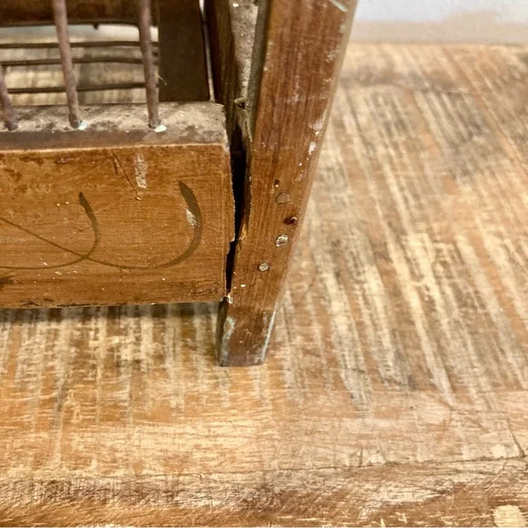 Leaning Birdcage Wooden and Wire Vintage Birdcage Poor Shape - Picture 14 of 16